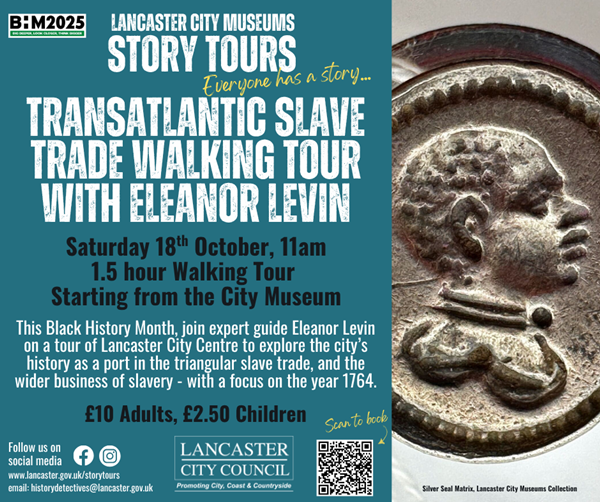 poster with same info as this page and a photo of a silver seal matrix with an embossed design of the head of a black person in profile.